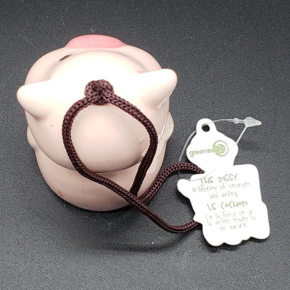 Green Earth Baby Bells Decorative Porcelain Pink Pig Hanging Bell Figurine (#2) - Picture 3 of 12